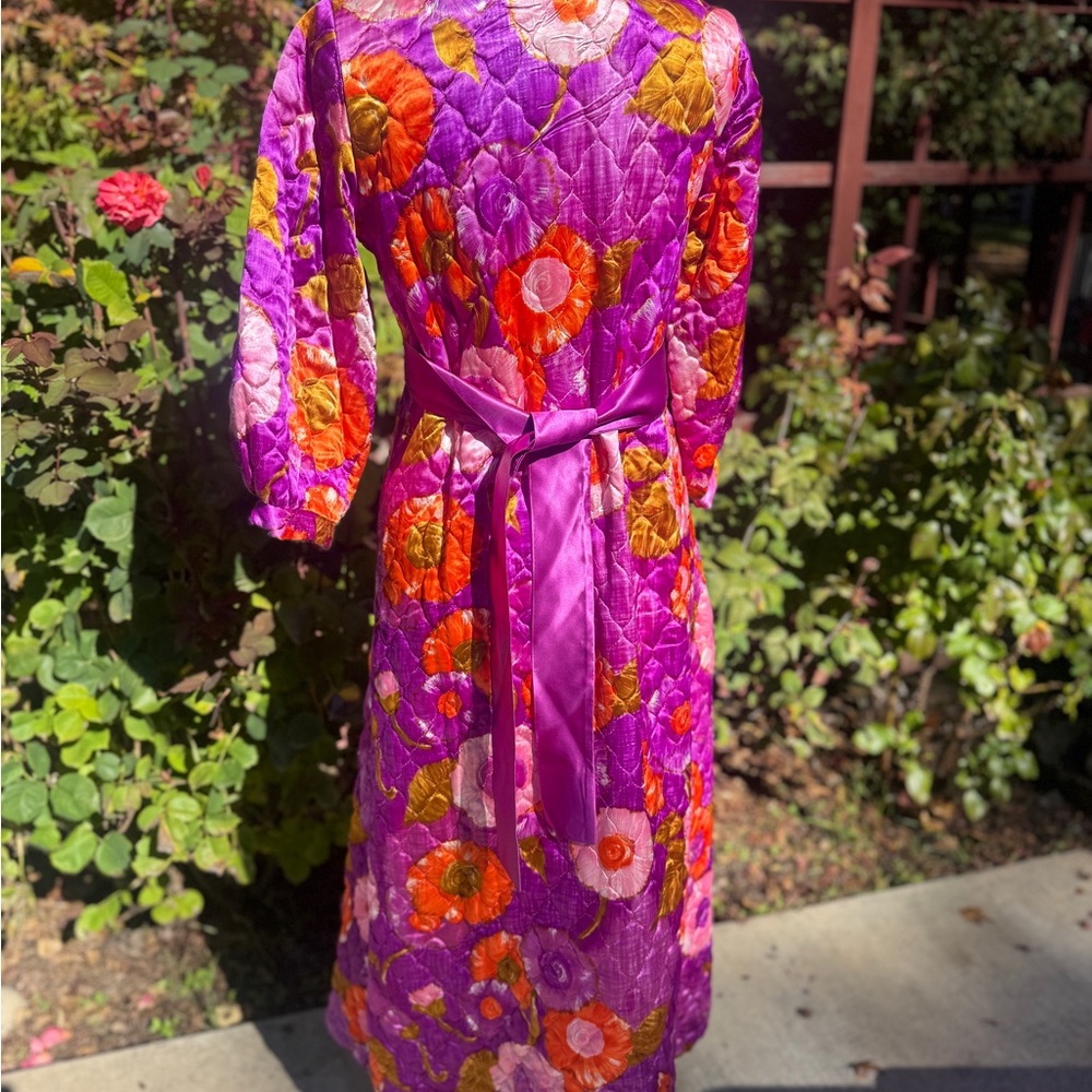 Vintage Floral Purple Quilted Housedress - image 3